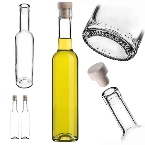 KADAX Glasflaschen mit Korkenverschluss, Transparente Schnapsflaschen zum Befüllen, Flaschen für hausgemachte Getränke, Wiederverwendbare Likörflaschen (Belissimo 0,25L 2 Stücke)