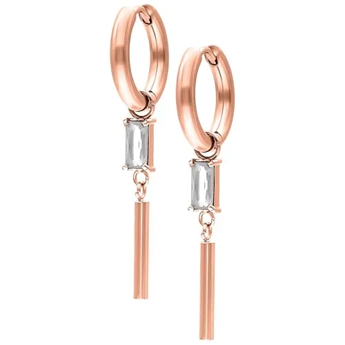 Wildcat Ohrringe - Little Square Crystal Hoops - Roségold - Stylische Ohrringe aus hautverträglichem Chirurgenstahl 316L mit langlebiger PVD-Beschichtung. Wasserfest und perfekt für jeden Anlass – kombiniere sie mit deinem individuellen Look. 100% Wildcat für deinen einzigartigen Stil!