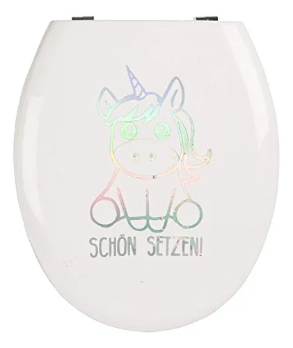 EinhornLiebe WC-Deckel Aufkleber lustiger Einhorn Sticker für Klo-Deckel Wandsticker Bad 25cm x 8cm (SCHÖN SETZEN)