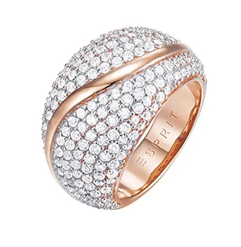 ESPRIT Glamour Damen-Ring ES-ATROPIA ROSE teilvergoldet Zirkonia transparent Gr. 57 (18.1) - ESRG02844C180