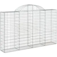 vidaXL Gabione mit Hochbogen 200x30x120/140 cm aus verzinktem Eisen - Dekorative Gabionenwand für Garten, schalldämmend und stabil. Hergestellt aus korrosionsbeständigem Eisen, ideal zum Füllen mit Steinen oder Kies.