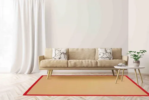 carpetfine Sisalteppich Rot 160x230 cm - Teppich für Wohn- und Schlafzimmer, langlebig und pflegeleicht dank 80% Jute und 20% Baumwolle, ideal für Fußbodenheizung und schafft eine gemütliche Atmosphäre.