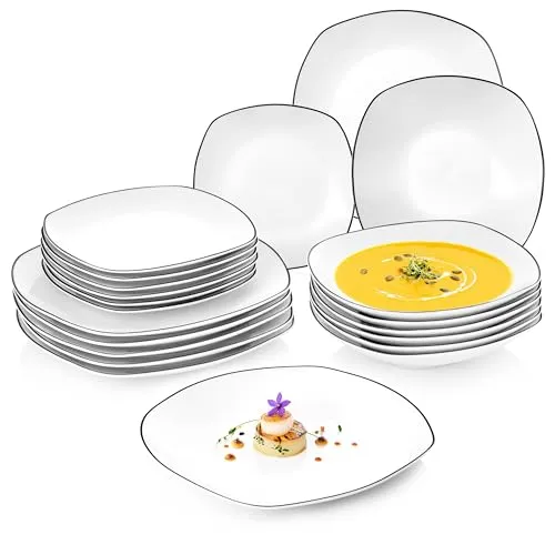 SÄNGER Teller Set Bilgola Black Rim 18 tlg in weiß von Sänger