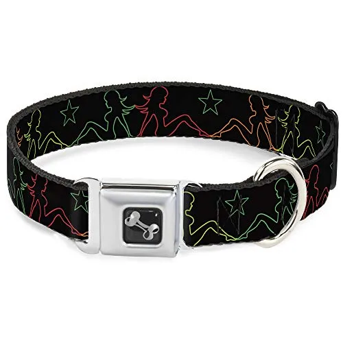 Buckle-Down 33–45,7 cm Schmutzfänger Mädchen mit Star Outline schwarz/Multi Farbe Halsband Bone, breit klein