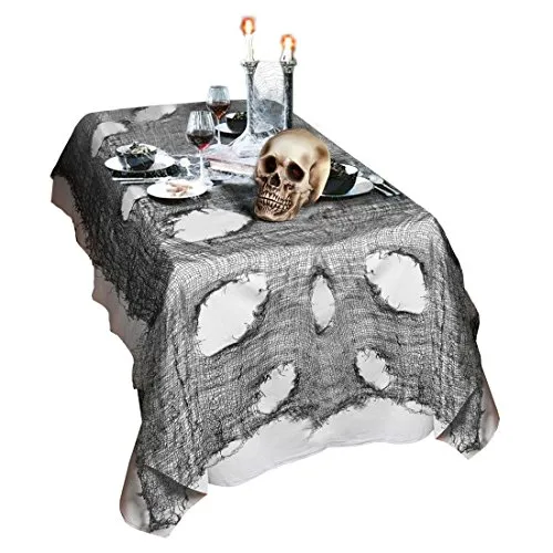 NET TOYS Tischdecke Halloween Tischdeko Lumpengewebe 75 x 300 cm Lumpen Deko Stoff Dekotuch Raumdekoration Halloweenstoff Dekoration Halloween Dekorationstuch Partydeko Halloweendeko