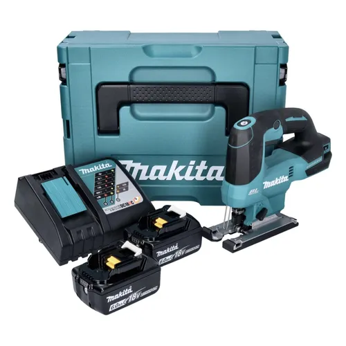 Makita DJV 184 RGJ Pendelhub Stichsäge 18 V - Sägen: Leistungsstarke 18 V Akku-Stichsäge mit 2x 6 Ah Akkus, ideal für präzises Arbeiten in Holz, Kunststoff und Metall.