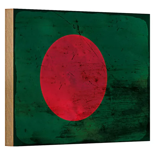 Holzschild Flagge Bangladesch 18x12cm Bangladesh Rost