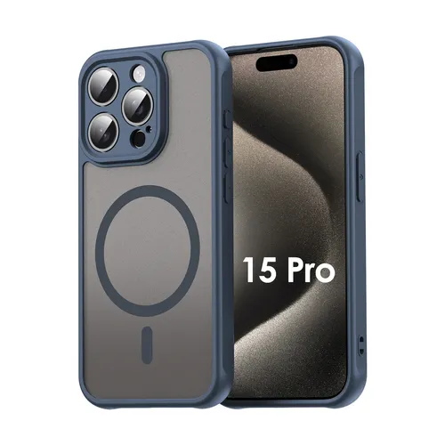 Magsafe Handyhülle für Apple iPhone 15 Pro Matt Case Schutzhülle Kratzfest Blau