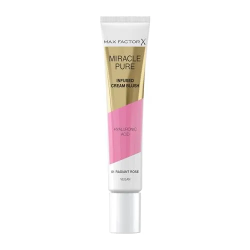Produktbild Max Factor Miracle Pure Cream Blush, hautverbessernder Blush mit Hyaluronsäure und Squalan, der 24H feuchtigkeitsspendet, sowie eine vegane und hochpigmentierte Formel hat, Fb. 01 Radiant Rose
