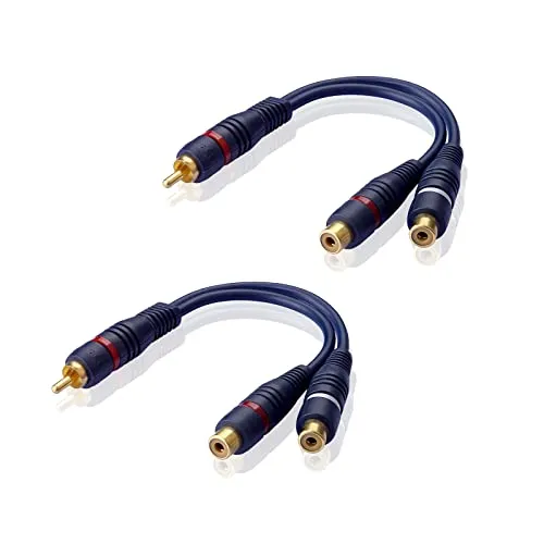 SIENOC 2 Stück 15cm Cinch RCA Kabel Cinch Y Splitter Adapter Kabel AV Audio Kabel RCA Stecker auf Dual Buchse Audio-Kabel