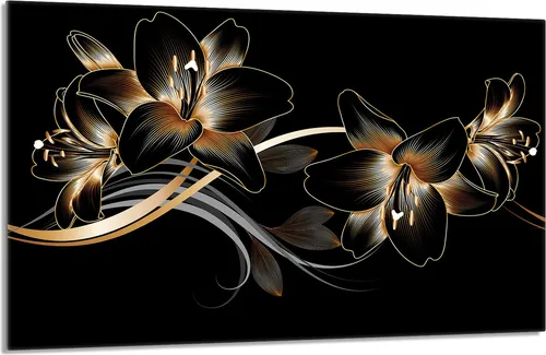 Herdabdeckplatte 80x52cm - Ceranfeldabdeckung Orchidee Schwarz - Küchengeräte-Zubehör: Langlebige, hygienische Glaspaneele aus gehärtetem Glas, ideal als Spritzschutz und zusätzliche Arbeitsfläche, verleiht Ihrer Küche eine einzigartige Atmosphäre.
