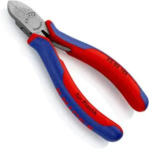 Knipex Seitenschneider für Kunststoff 125 mm - 72 02 125 - Seitenschneider für präzises Schneiden von Kunststoff, ergonomische Mehrkomponenten-Griffe für optimalen Komfort und Kontrolle.