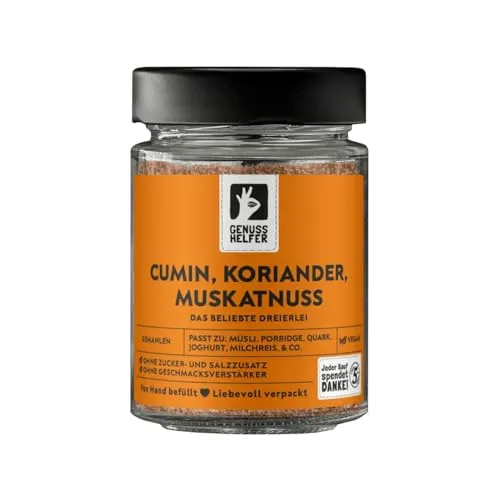 Bremer Gewürzhandel Cumin Koriander Muskatnuss Gewürzmischung, gemahlen, Gewürzmix für orientalische Gerichte, für Soßen und Dressings, leckere Marinade für Lamm, 55g im Glas