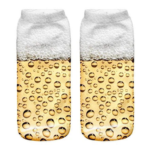 Ferocity Lustige Socken Sneaker Halbsocken Strümpfe Sportsocken Füßlinge mit Motiv 3D Beer [001]
