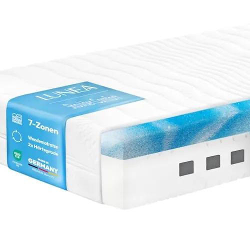 Lunea Möbel 90x200 Matratze 24 cm Höhe - H4/H5 – 7-Zonen Kaltschaummatratze – Wendematratze mit Härtegrad-Wahl – Atmungsaktiv & druckentlastend – Rollmatratze - orthopädische Matratzen