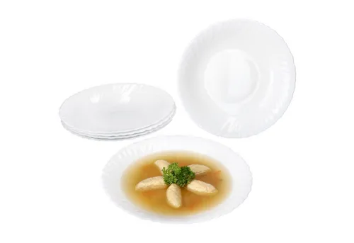 MamboCat Suppenteller 6x Suppenteller Arkona Opalglas 320ml 21,8cm weiß Teller tief