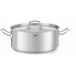 Hendi Bratentopf mit Deckel Kitchen Line 7,3L - Töpfe - Professioneller Bratentopf mit hochwertigem Edelstahl und gekapseltem Sandwichboden für optimale Hitzeverteilung. Ideal für alle Herdarten, auch Induktion. Leicht zu reinigen und langlebig.