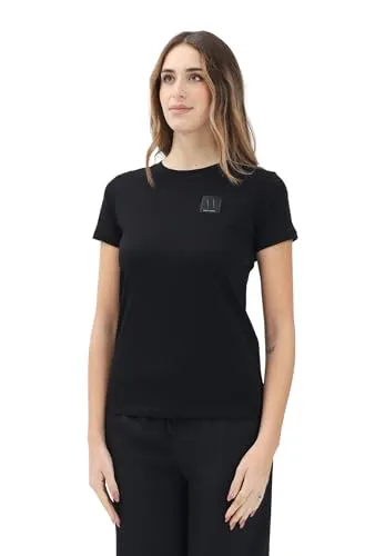 Armani Exchange Damen Icon Project T-Shirt, Schwarz, XL - Modisches T-Shirt mit tonalem Logo-Patch, ideal für einen lässigen Lifestyle und aus hochwertigem Polyester für optimalen Komfort.