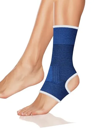 Edco FUßBANDAGE Gr.-M elastisch blau Sprunggelenkbandage Knöchelstütze Fußgelenk Bandage Sportbandage Sport Fitness Training (Größe M - 14)