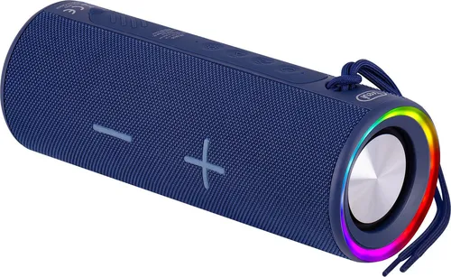 Trevi 0XR8A3504 Bluetooth-Lautsprecher Blau - Tragbarer Bluetooth-Lautsprecher mit bis zu 6 Stunden Wiedergabezeit, kristallklarem Stereoklang und IPX4-Schutz, ideal für drinnen und draußen.