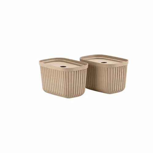 Zone Denmark Aufbewahrungsbox Pulp Natural Brown 2er Set - Praktisches 2er Set Aufbewahrungsboxen aus Papiermasse, ideal für stilvolle Ordnung in jedem Raum. Maße: 23x15 cm, modern und nachhaltig.