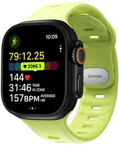 NOMAD Tempo Band für Apple Watch 49mm - Wasserfestes Sportarmband in Lime - Smartwatch Ersatzarmbänder: Schlankes, leichtes und atmungsaktives Design, das wasserfest ist und starken seitlichen Krafteinwirkungen standhält.