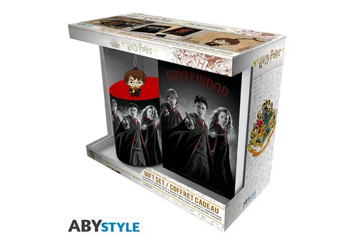 Harry Potter Geschenkbox: Trio - Keramiktasse, Notizbuch, Schlüsselanhänger - Thermobehälter mit mehrfarbiger Keramiktasse, ideal für Fans und als perfektes Geschenkset für Harry Potter Liebhaber.