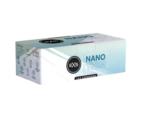 EXS Kondome Nano Thin - superdünne Kondome mit der dünnsten Wandstärke Packung mit, 144 St., extra dünne Kondome für echtes Gefühl, samtige Oberfläche, perfekte Wärme-Übertragung