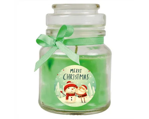 HS Candle Duftkerze (Dekokerze, 1-tlg), Weihnachten - Kerze im Bonbon Glas, Kerze mit Weihnachts - Motiv