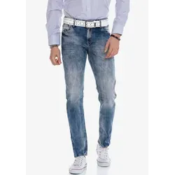 Cipo & Baxx Herren Jeans Hose Straight Fit mit Kontrastnaht - Stylische Denim Hose im 5-Pocket Style, Regular Fit mit hochwertiger Verarbeitung und auffälliger Kontrastnaht für einen modernen Look.