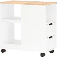 SoBuy Beistelltisch Druckertisch mit Rollen Couchtisch mit Schubladen FBT130-WN