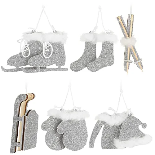 COM-FOUR® 10-teiliges Set Premium Weihnachts-Anhänger für den Weihnachtsbaum, winterliche Anhänger als Baumbehang, Weihnachtsschmuck oder Geschenk-Anhänger (silberfarben - 10 Stück)