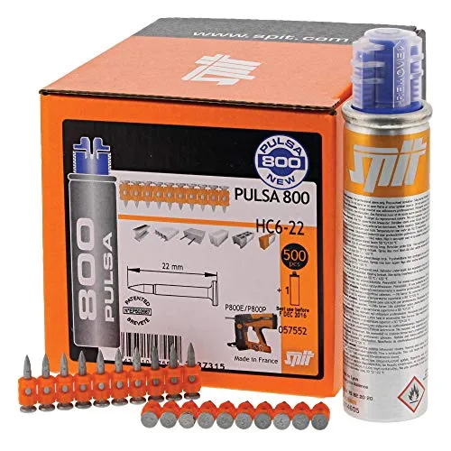 SPIT Spezialnägel HC HC6-32 m. Gas für Pulsa 800 P - Tacker Zubehör mit 500 Stück, ideal für präzise Befestigungen und hohe Effizienz bei Bauprojekten.