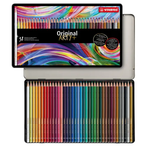 Premium-Buntstift STABILO Original ARTY+ - 38er Metalletui, brillante Farben und bruchsichere Mine für feine Linien