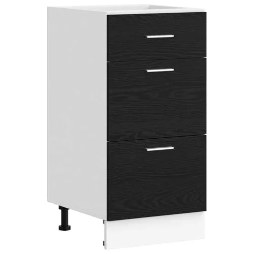 vidaXL Küchenunterschrank Riga Schwarz Eichen-Optik 40 x 46 x 81.5 cm, Großer Stauraum, Langlebiger Küchenschrank, Moderner Wandorganizer, Holzwerkstofflösungen zur Raumoptimierung