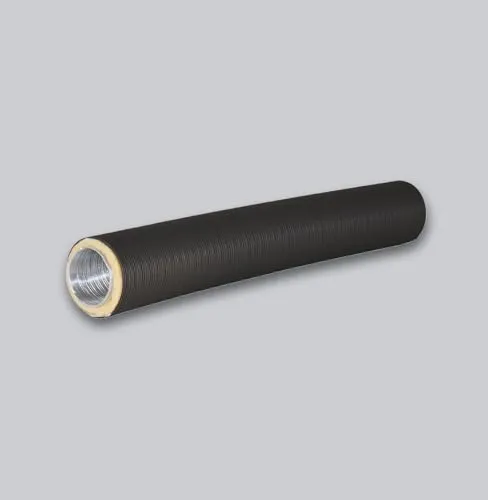 Subtiel Flexrohr Alu-Flexrohr Therm-Flex isoliert 75 cm - Isoliertes Aluflexrohr für Kamine, mit gedämmter Außenhülle zur Vermeidung von Kondenswasser. Temperaturbeständig bis 200 °C, in Schwarz oder Grau erhältlich. Ideal für eine effiziente Luftversorgung.