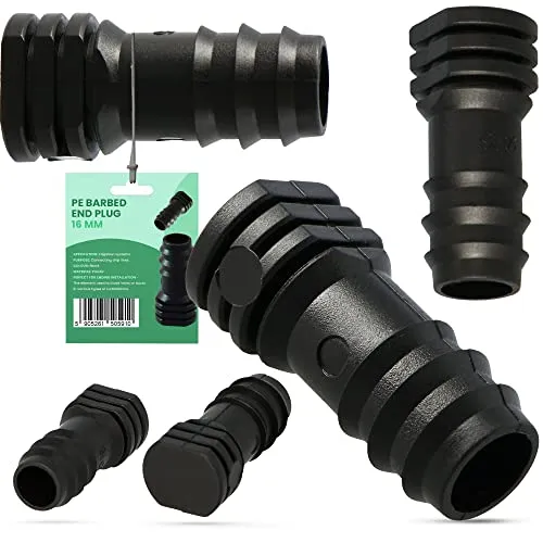 PE-Rohr Endkappe 16mm Endstück Steckverbinder Garten Bewässerung Endstopfen Stecker Verschluss für Tropfschlauch Perlschlauch Schläuche Wasserrohr Verbinder Garten Wasserleitung Stecksystem
