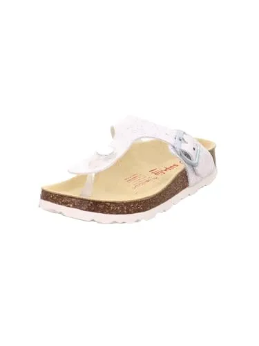 Superfit Fussbettpantoffel Hausschuh, Silber/Weiß 9000, 26 EU - Hausschuhe für Mädchen mit anatomischem Fußbett und anpassbarer Weite, ideal für maximalen Komfort und glänzende Kinderaugen dank dezentem Glitzer.