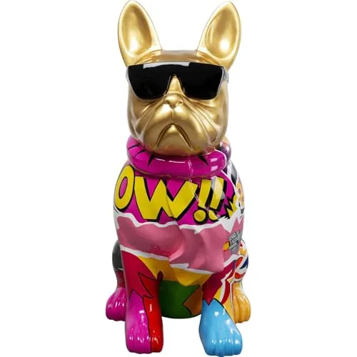 Kare Design Deko Figur Graffiti Dog, Gold/Bunt - Sammlerfiguren: Handgefertigte Deko-Skulptur in knallbunten Farben, ein echtes Unikat mit Pop-Art-Bemalung, ideal als originelles Geschenk oder Blickfang für jedes Zuhause.