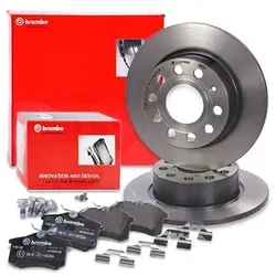 Produktbild Brembo Bremsscheiben + Bremsbeläge hinten (10698040) für Seat, VW, Skoda, Audi