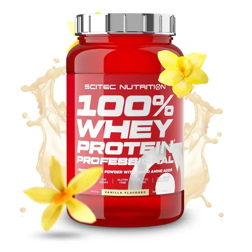 Scitec Nutrition 100% Whey Protein Professional - Weiße Schokolade - Molkenproteine mit zusätzlichen Aminosäuren und Verdauungsenzymen für optimales Muskelwachstum, glutenfrei und ideal für Fitnessziele.