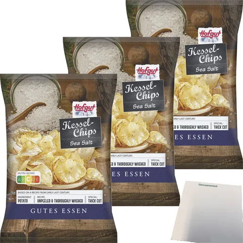 Hofgut Kessel Chips Sea Salt 3er Pack 3x150g Beutel usy Block