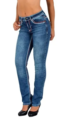 ESRA Damen Jeanshose Straight Leg J755 – Bequeme Passform bis Übergröße - Die ESRA Straight Leg Jeanshose für Damen bietet dank hochwertiger Baumwolle und idealem Stretch höchsten Tragekomfort. Mit 5-Pocket Style und in Größen bis 52 erhältlich, ist sie perfekt für jeden Anlass.