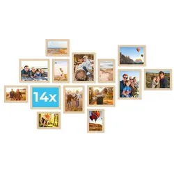 PHOTOLINI Bilderrahmen Set No.2 für 14 Bilder – MDF Holz & Acrylglas