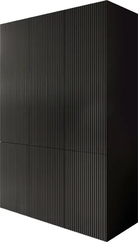 MIRJAN24 Kleiderschrank Pafos 90 2D + 45 1D, griffloses Drehtürenschrank-System (Schwarz) - Stylischer Kleiderschrank mit 6 Türen und modernem push-to-open-System. Maße: 135 cm x 199 cm x 56 cm. Praktisch und platzsparend, ideal für jedes Schlafzimmer.