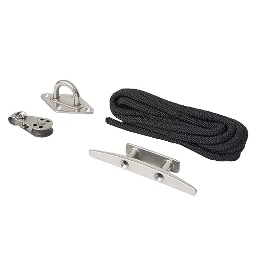 Seilzugs für SunSail Adria/Riviera - Sonnenschutz Set zum einfachen Auf- und Abspannen von Sonnensegeln, aus robustem Edelstahl mit praktischer Umlenkrolle für müheloses Spannen.