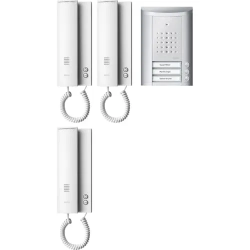 Schneider Electric 3FamilienTürSprechanlagenSet Silber - Kabelgebunden, ideal für sichere Kommunikation in Mehrfamilienhäusern