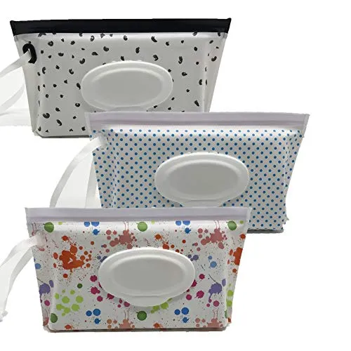 ULVBABI Tragbarer Feuchttuchbeutelspender, wiederverwendbarer Baby-Windelhalter, nachfüllbar, persönlicher Reise-Clutch-Spender | hält Feuchttücher feucht [3er-Pack]