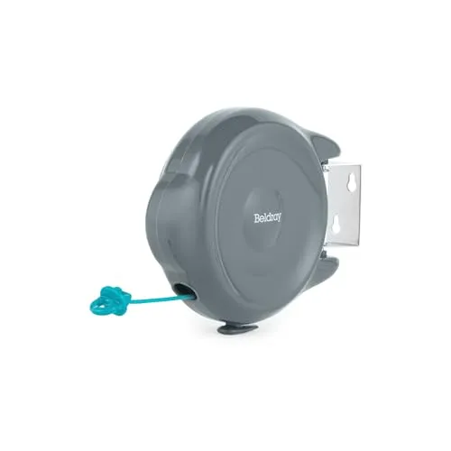 Beldray Einziehbare Wäscheleine – 15 Meter Trockenraum, Anti-Slack-Haken, schwenkbare Wandhalterung, multidirektionale Wäscheleine, platzsparend, straff und sicher, LA035723FEU7