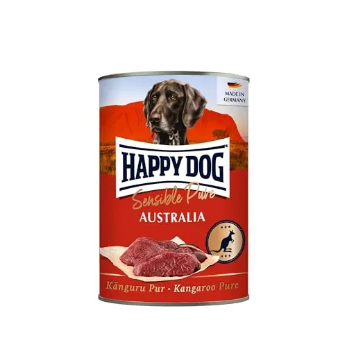 Happy Dog Sensible Pure Australia (Känguru) 6 x 400 g | Monoprotein-Nassfutter mit 70 % reinem Känguru, getreide- und sojafrei, Rezeptur ohne Zuckerzusatz, für sensible Hunde